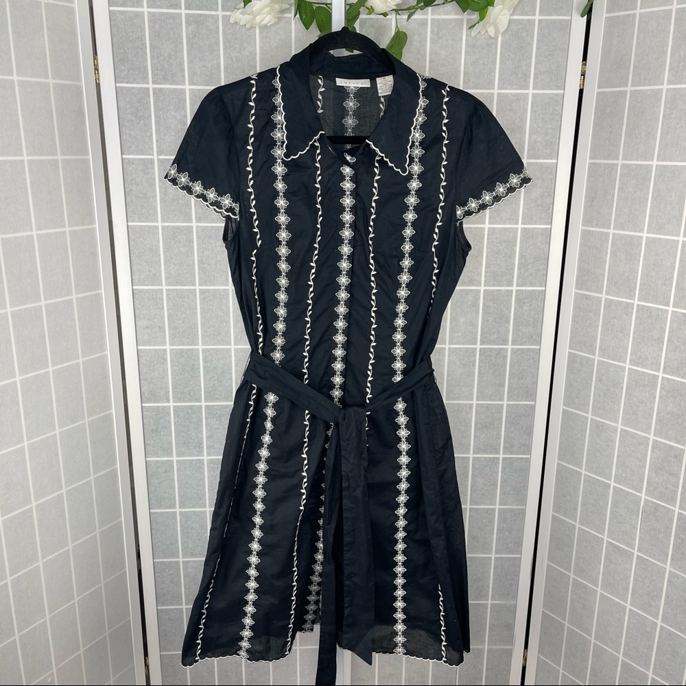 Tweed’s Women’s Black White Cotton Button Down Dress